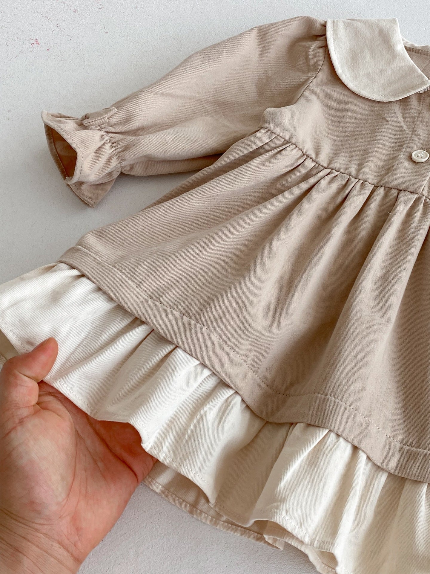 予約販売】（73-110cm）配色フリルワンピース | 子供服のMurababy