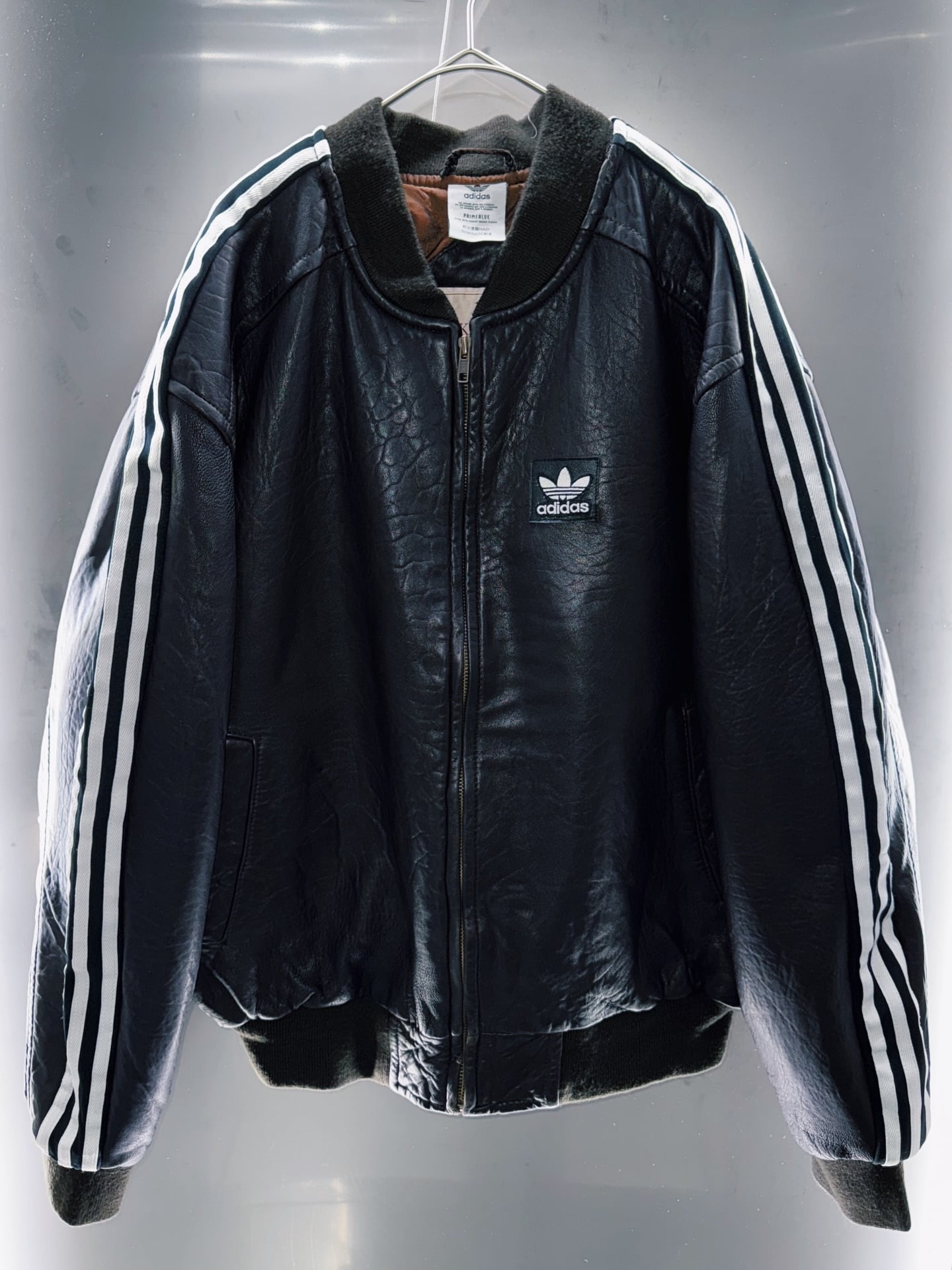 special “original re:make” vintage adidas × vintage leather jacket three stripe edition