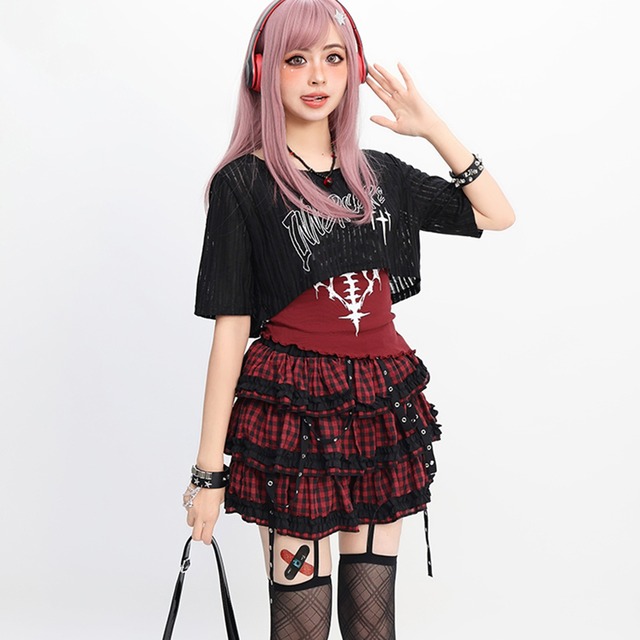 サブカル 服 地雷系 通販 甘辛MIX ミニスカ チェック柄 Catwish