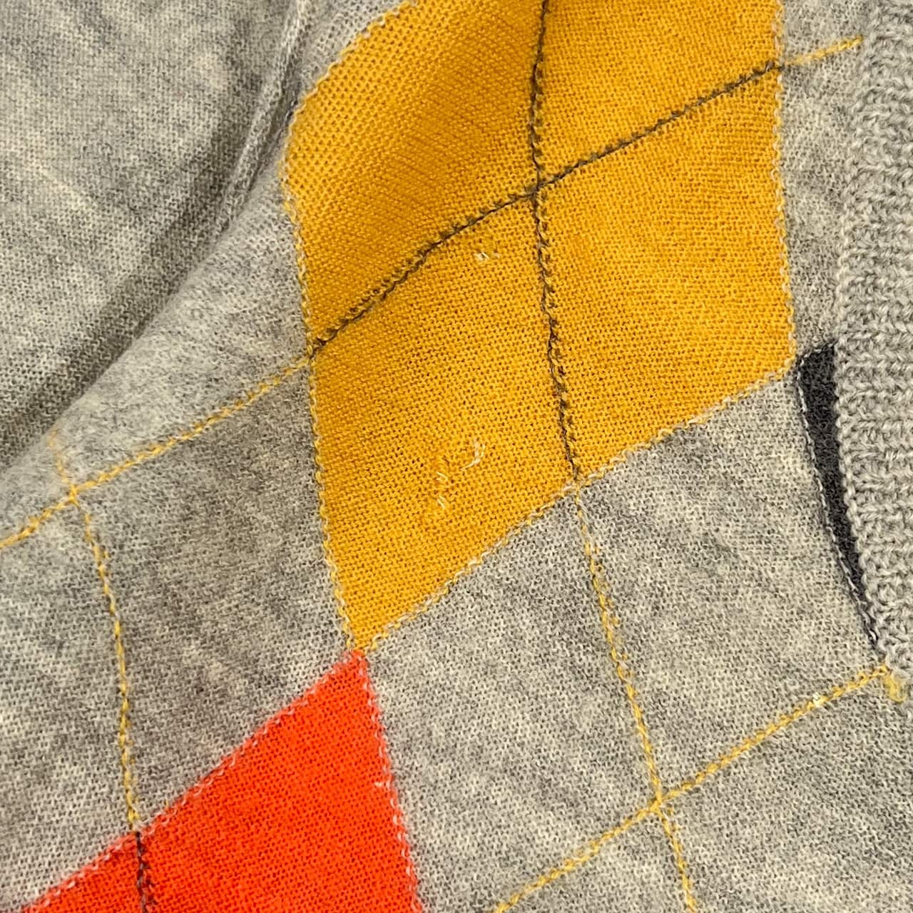 MACPHEE マカフィー アーガイル柄 Vネック ウール ニット セーター 1/グレー レディース