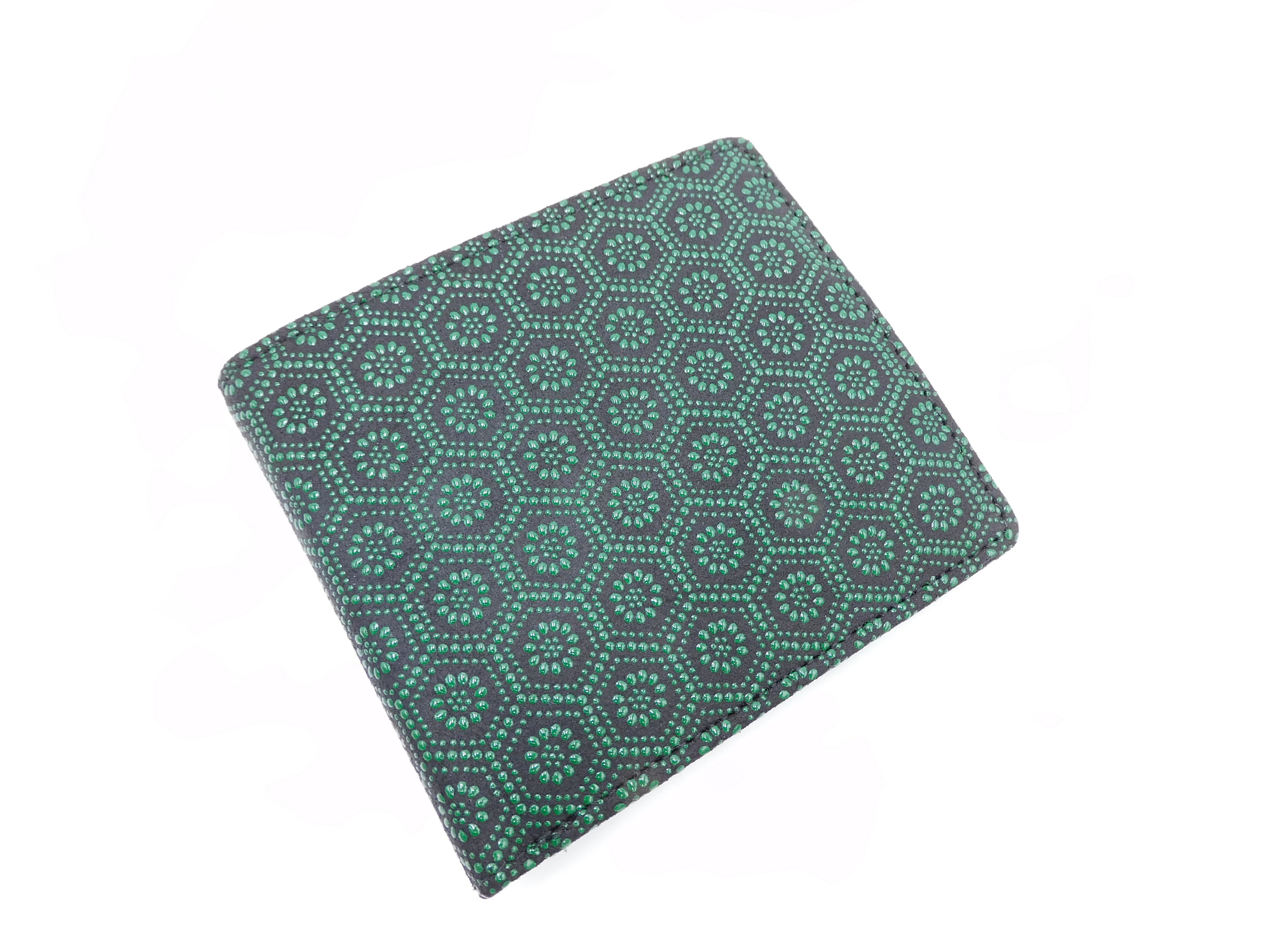 札入 小銭入付 黒 緑 亀甲柄 浅草前川印傳 直営オンラインショップ