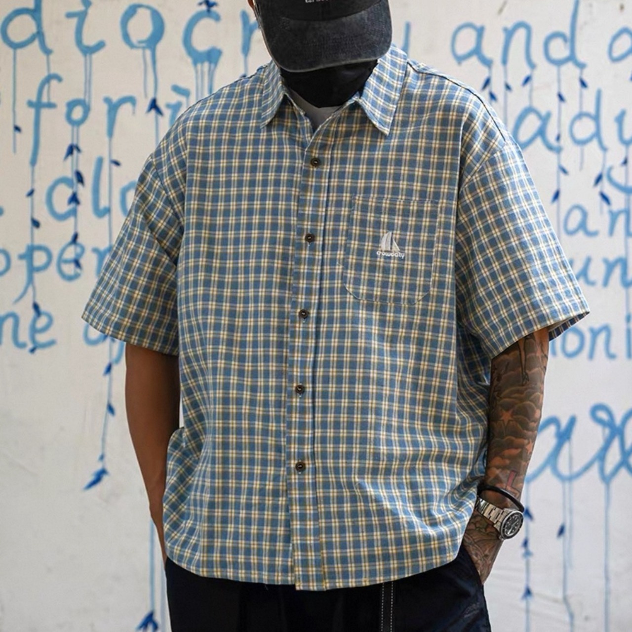 Gingham logo patch shirt 1461 - 9
