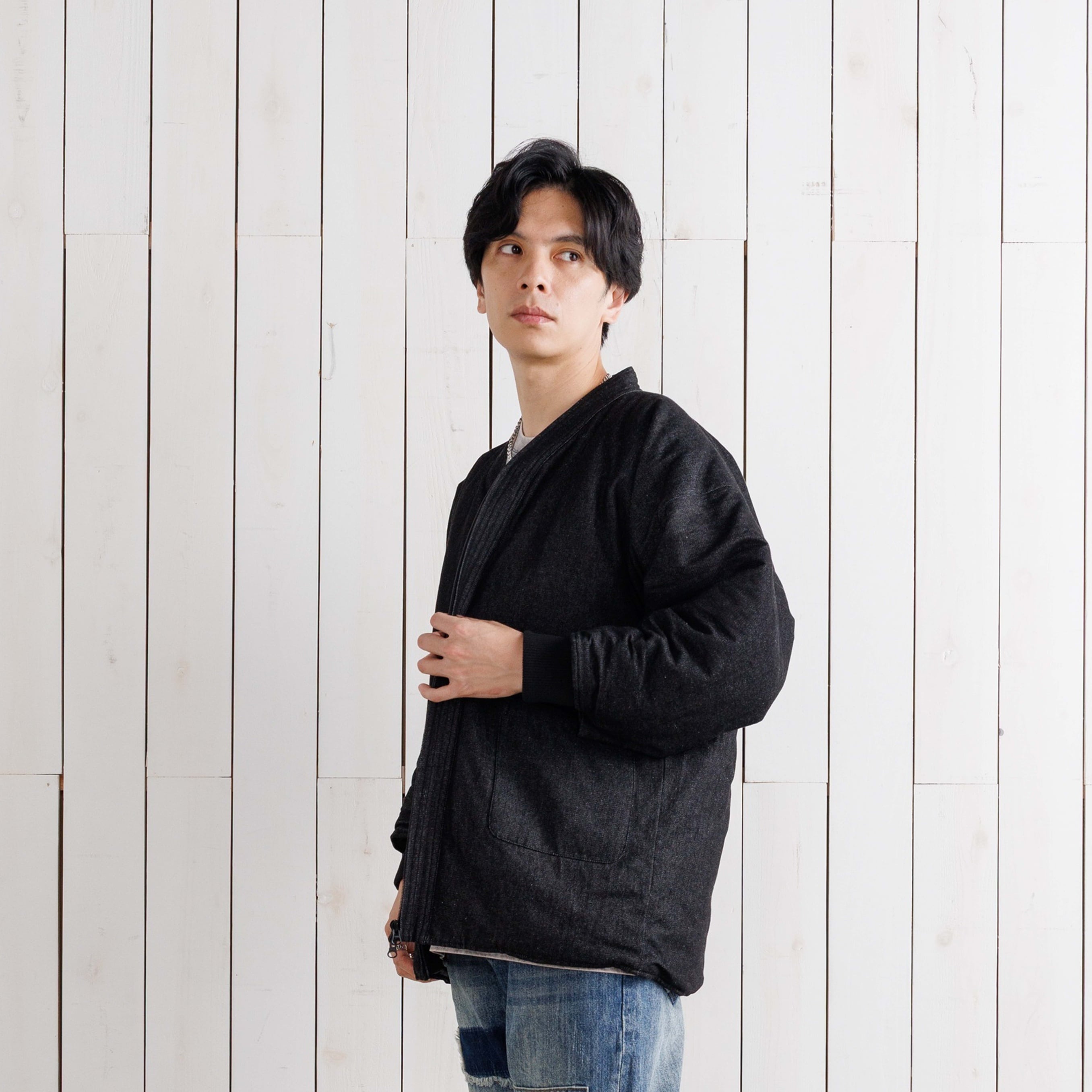 寒風寒波上等デニム半纏（ハンテン）NAVY×BLACK Editions | Godisru