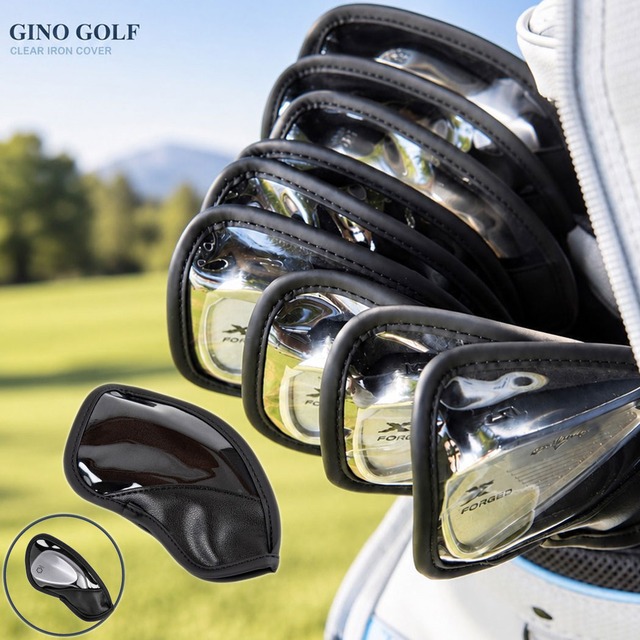 GINO GOLF クリア アイアンカバー 単品 3個セット 6個セット 9個セット 透明 マグネット 開閉 レザー カバー アイアン ヘッドカバー ウェッジカバー クラブカバー 傷防止 汚れ防止 撥水 防水 マイクロファイバーレザー 高級感 ゴルフ用品 メンズ レディース おしゃれ 1個入り