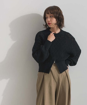 33132 フロントスリットZIPニット black