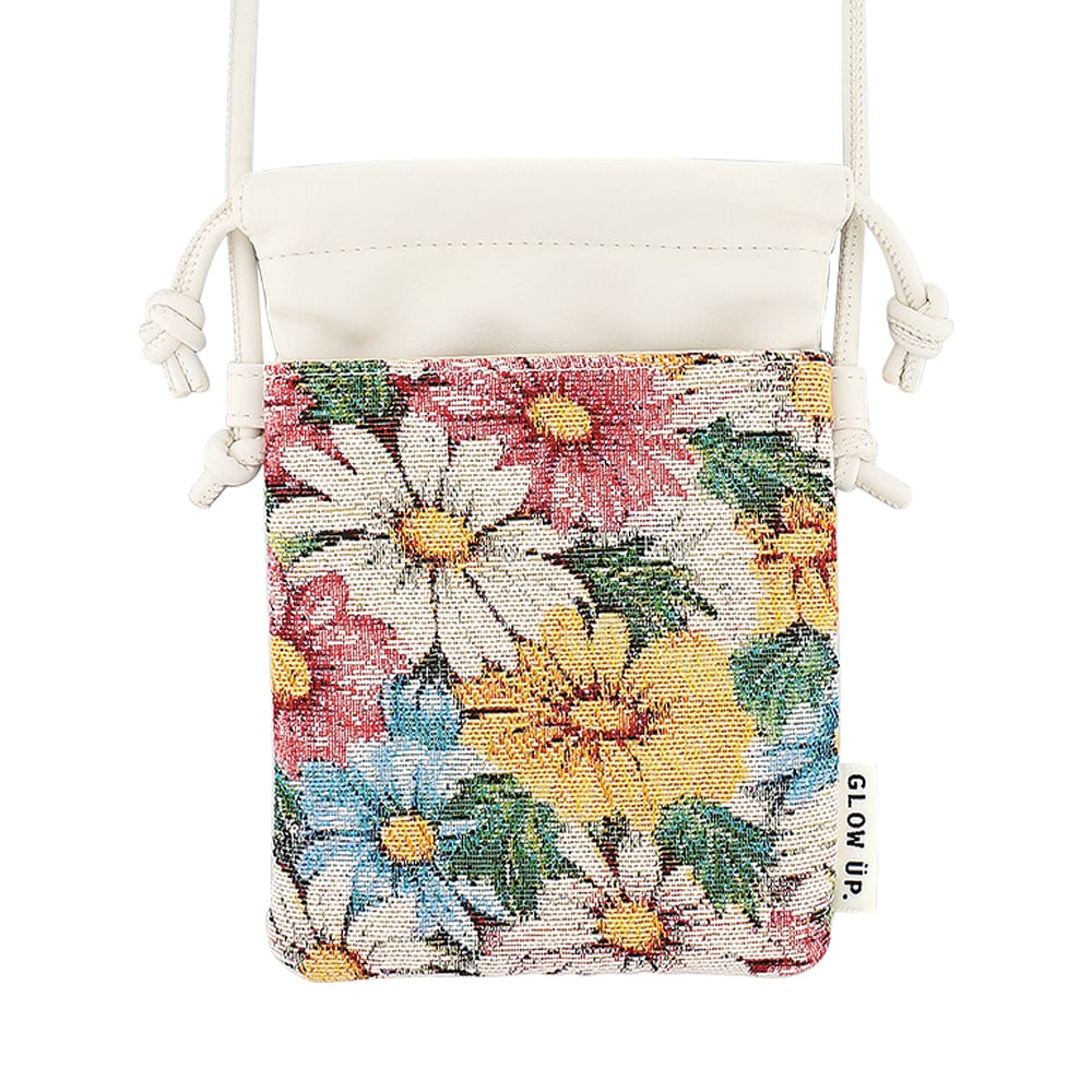 ビーズバッグ ハンドバッグ 和装 総ビーズ 白 ピンク 花柄 がま口 | Pay ID