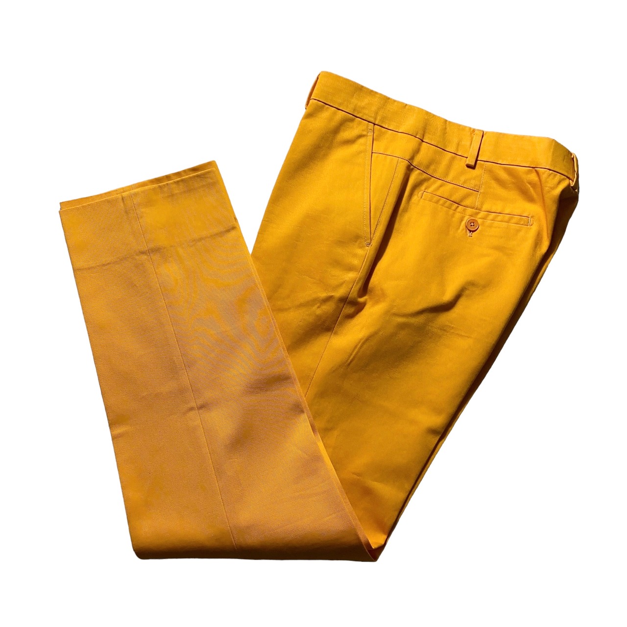 HERMES lemon yellow color cotton slacks