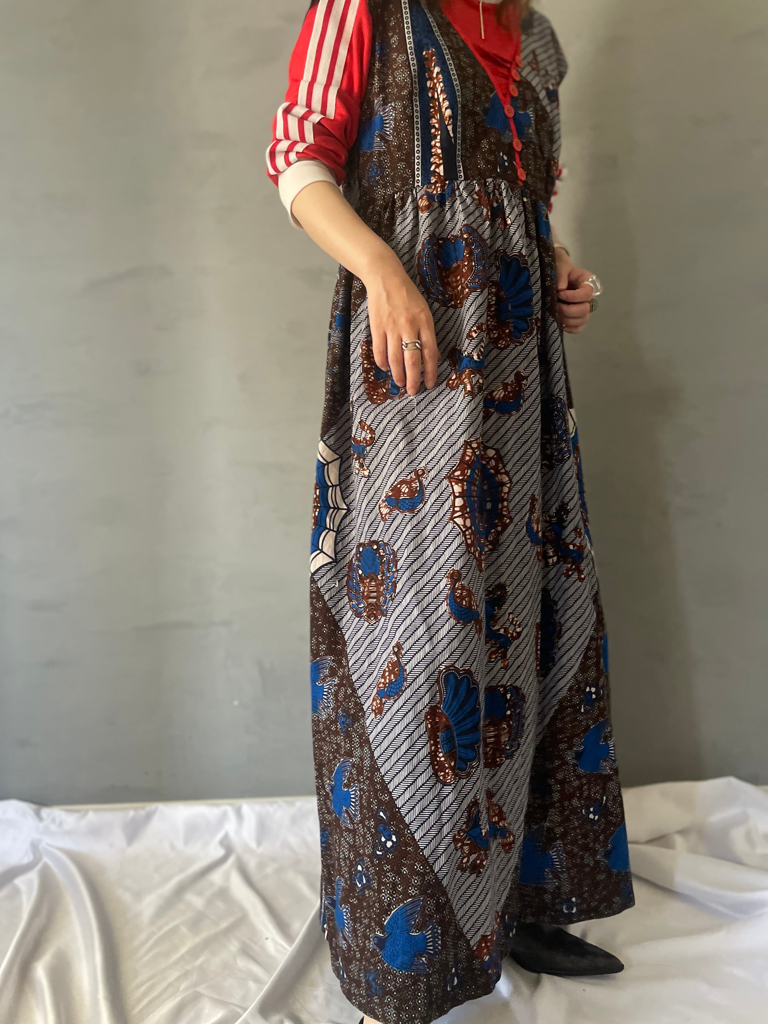 vintage 古着　アフリカン　バティック　ワンピース AFRICAN VINTAGE アフリカ古着アフリカンバティック柄ワンピース