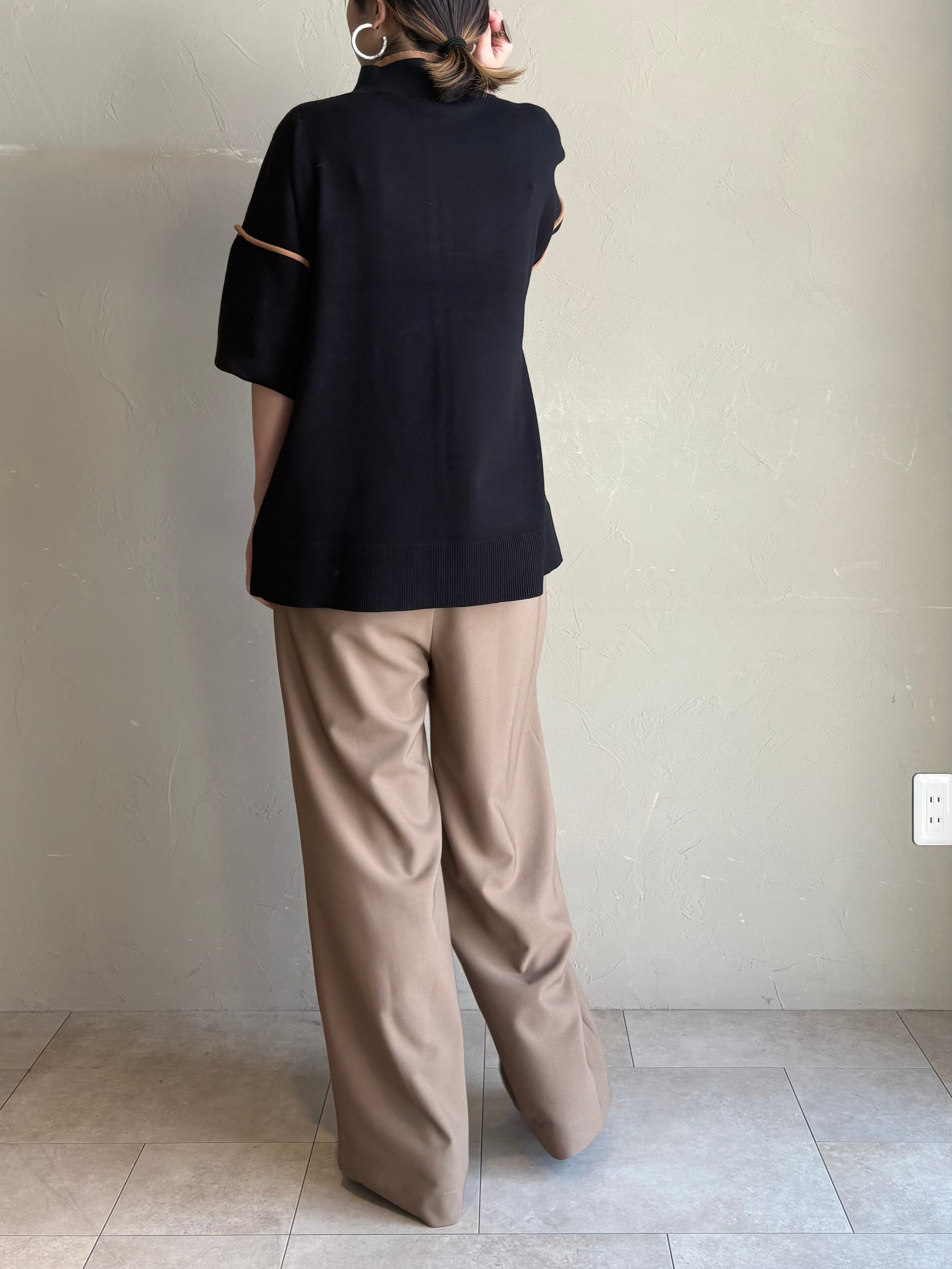 QTUME 2way イージーカーブパンツ ベージュ ワイドパンツ QTUME 2way イージーカーブパンツ ベージュ ワイドパンツ