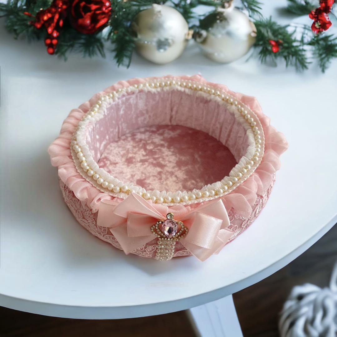 平ボール約10cmハンドメイド　豪華なピンクのクリスマスオーナメント　クリスマスツリー　飾り