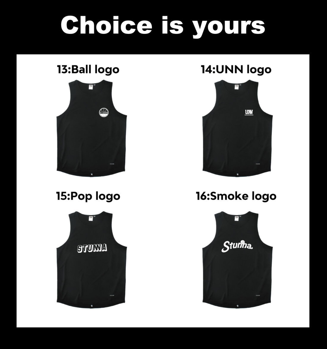 Choice is yours Tank : navy: ロゴ色選択、有料ナンバリング可能商品