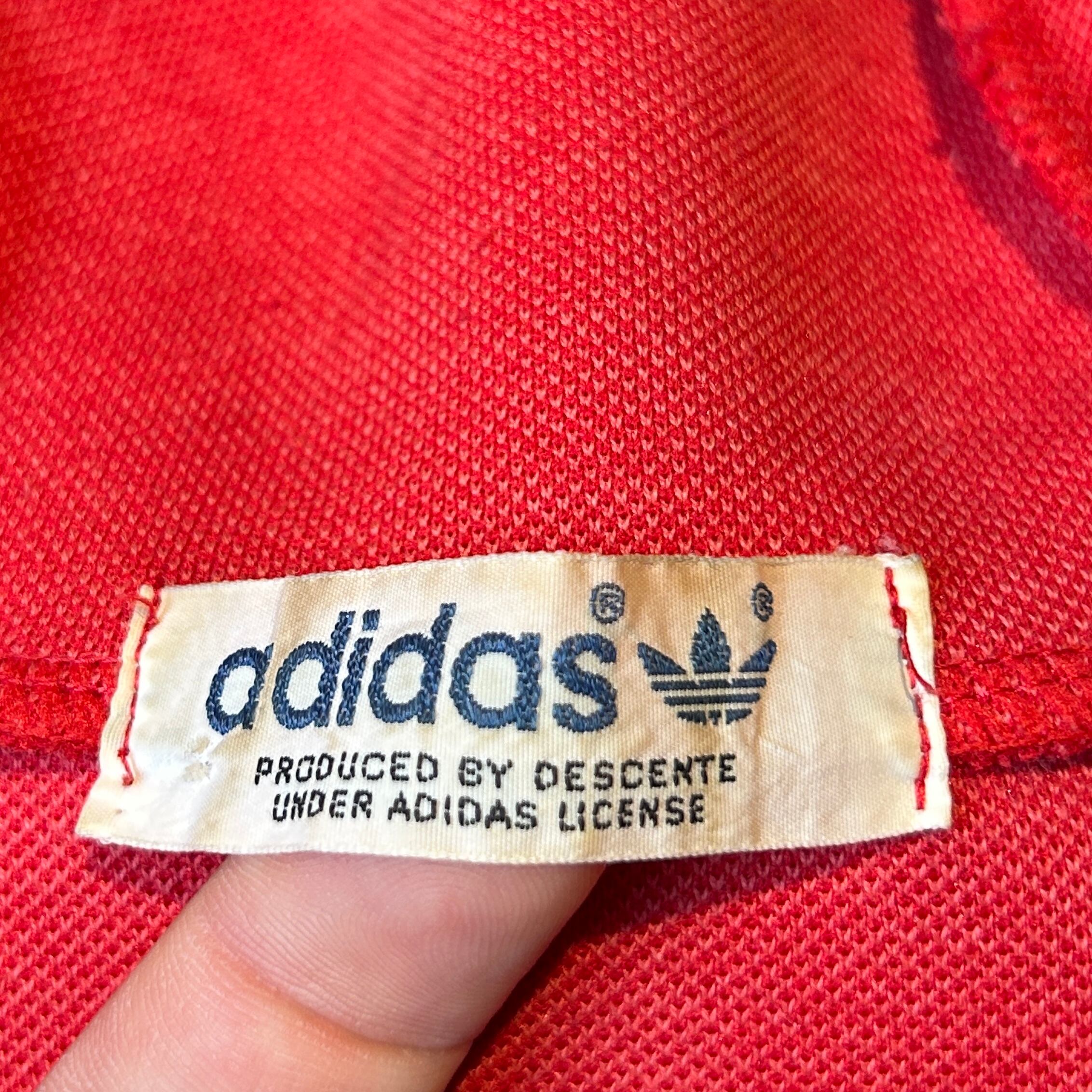 80s- adidas ジャージハーフジップフーディーレッドM 80s- adidas ジャージハーフジップフーディーレッドM
