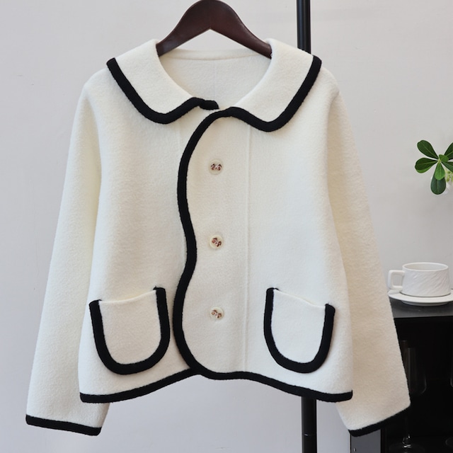 【outer】コントラストデザインコート Q6753