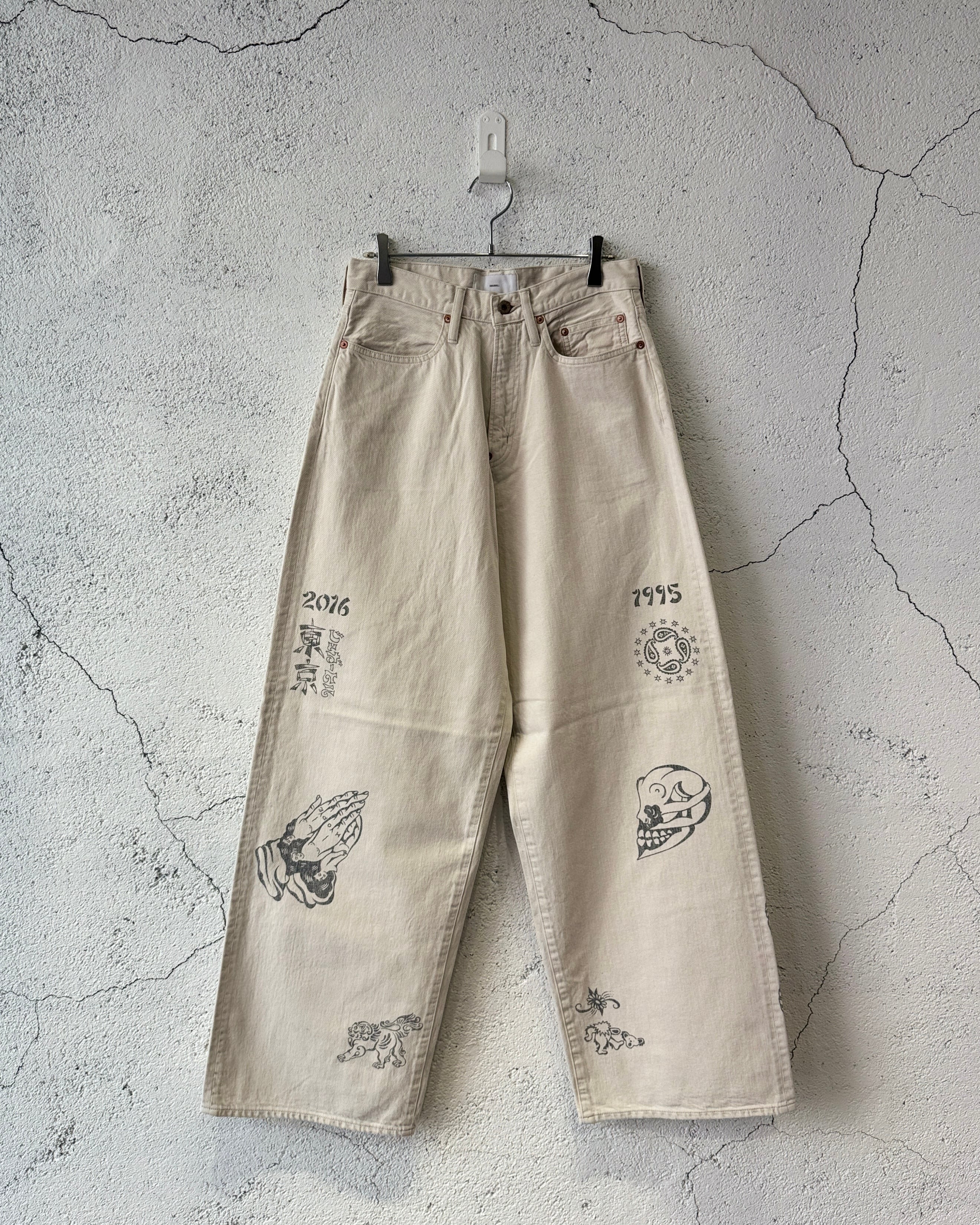 SUGARHILL / TATTOO FLASH PRINT MODERN DENIM WIDE CUT / ECRU | ふぁいん