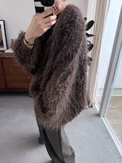 MOKE MOKE shaggy over knit CD/brown