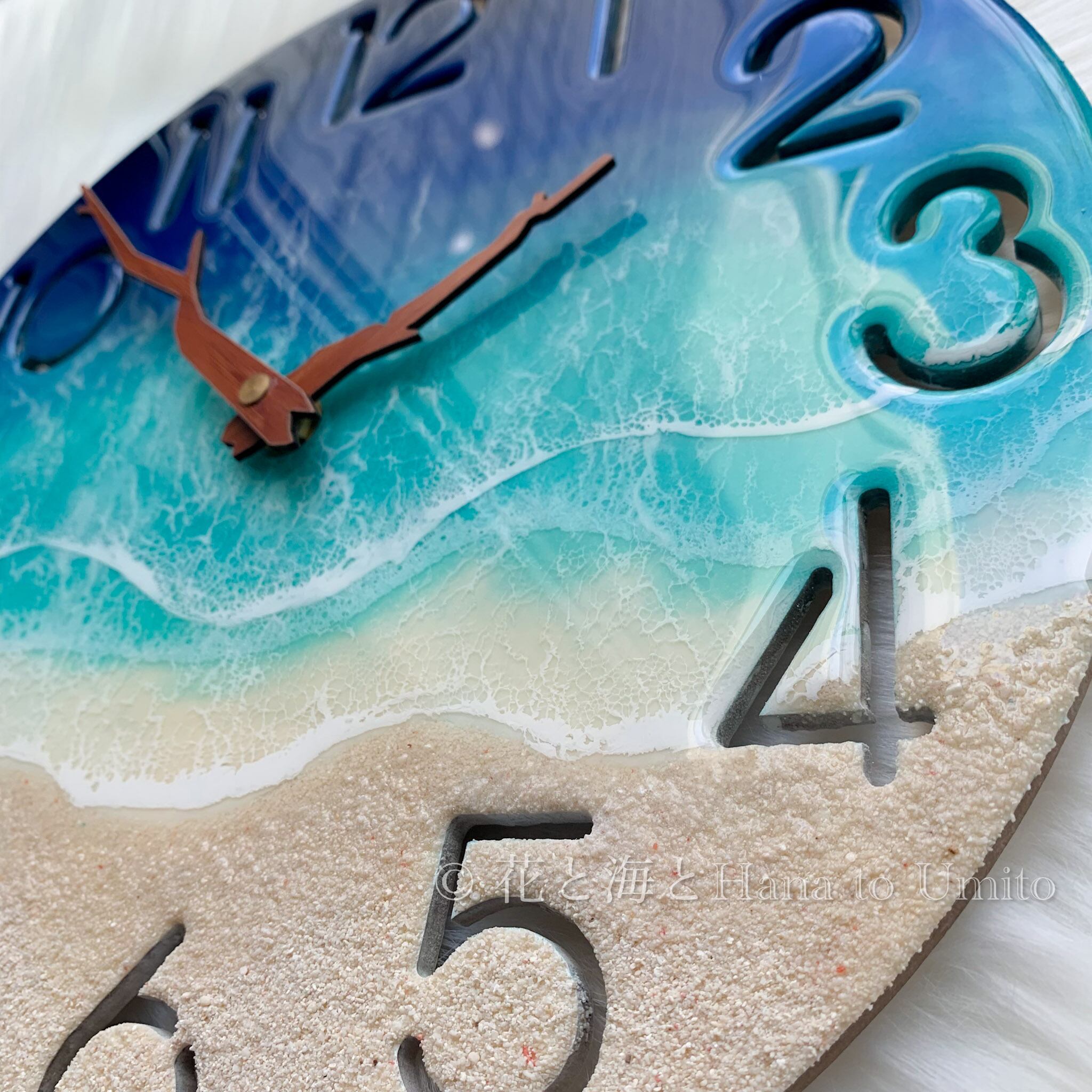 海と白波の壁掛け時計✳︎海レジンアート オーシャンアート | 花と海と