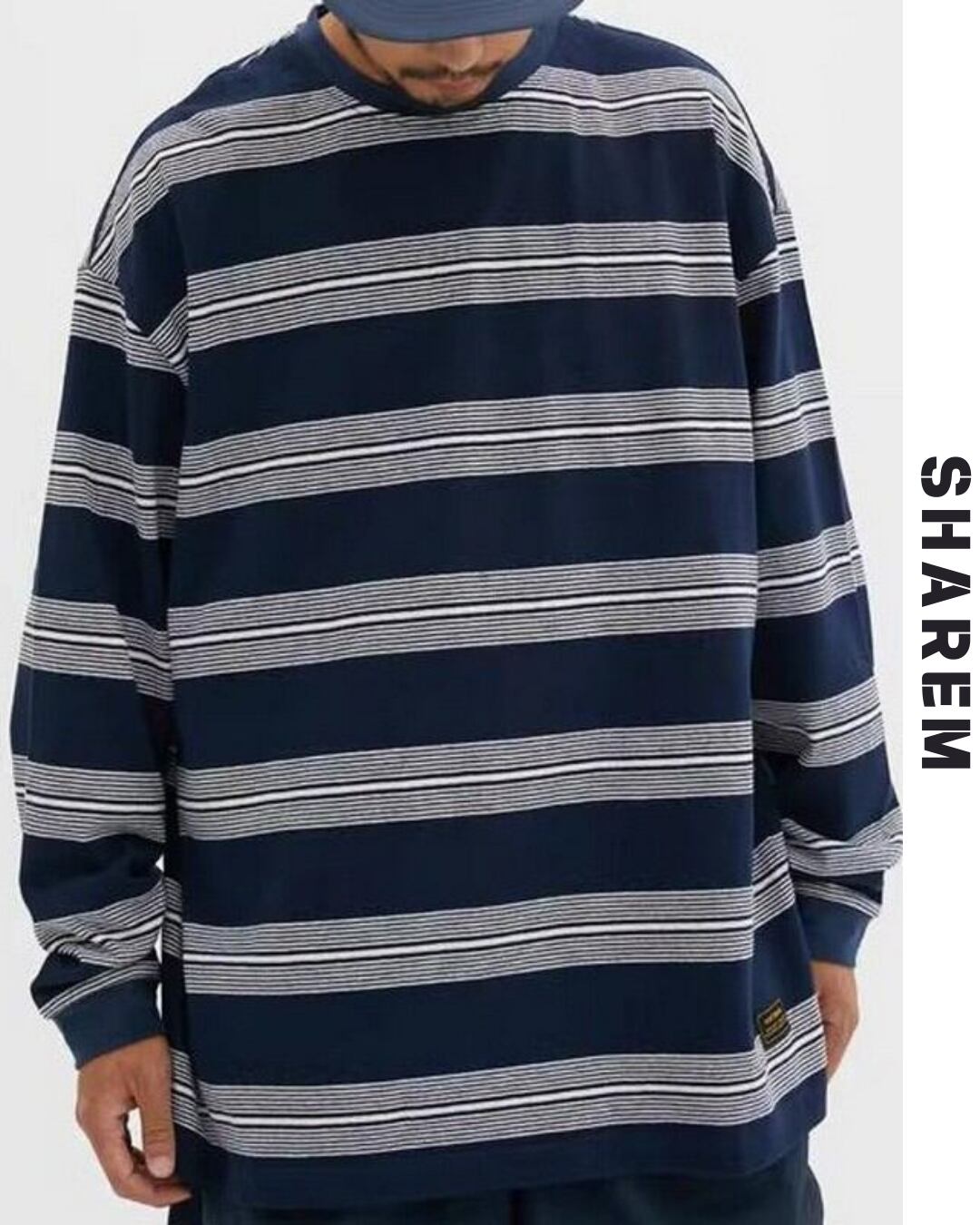 striped round neck long sleeve T-shirt top B0068