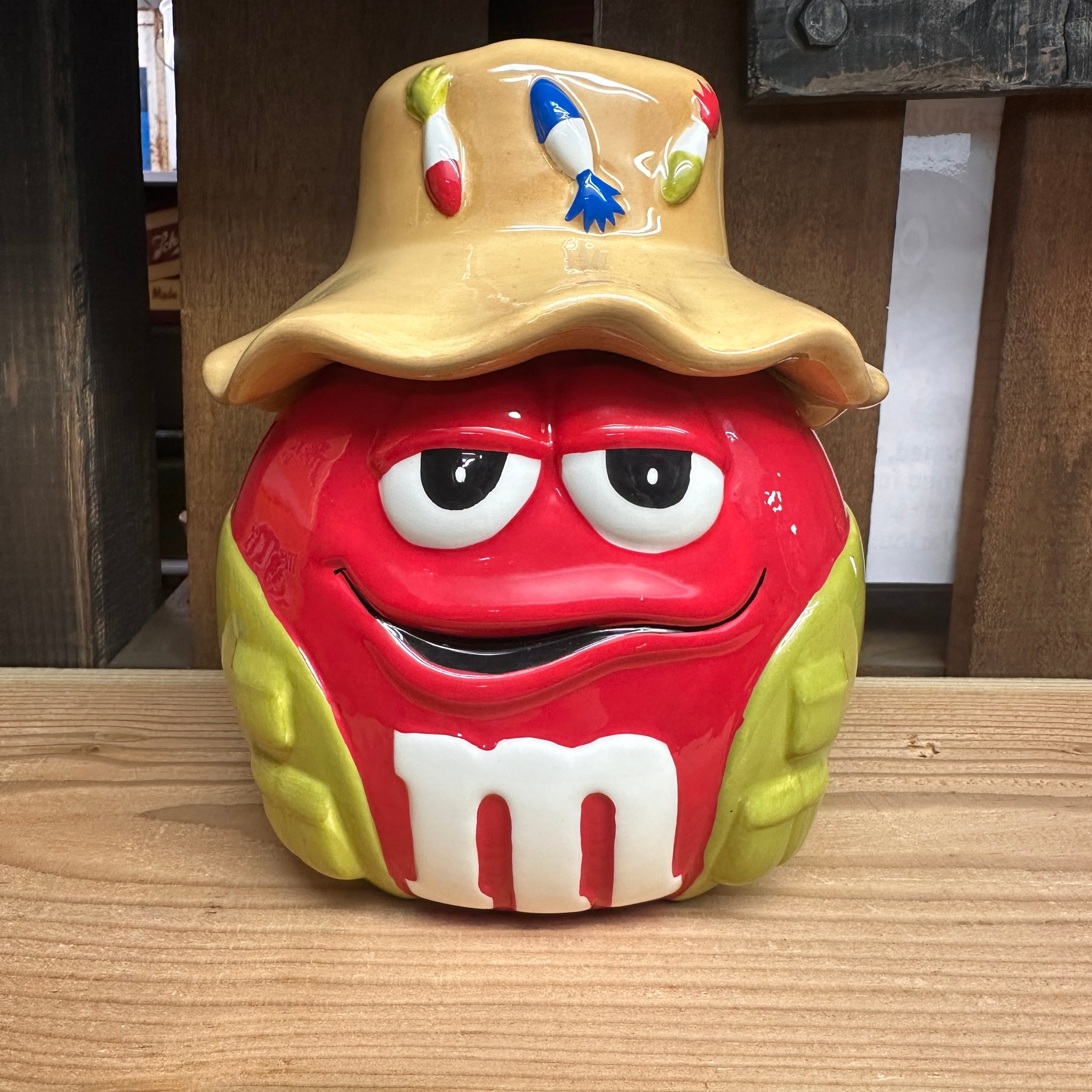 2003-04 Mars社公認 ギャラリー社製 m&m's 陶器製 クッキージャー レッド フィッシング / エムアンドエムズ キャニスター