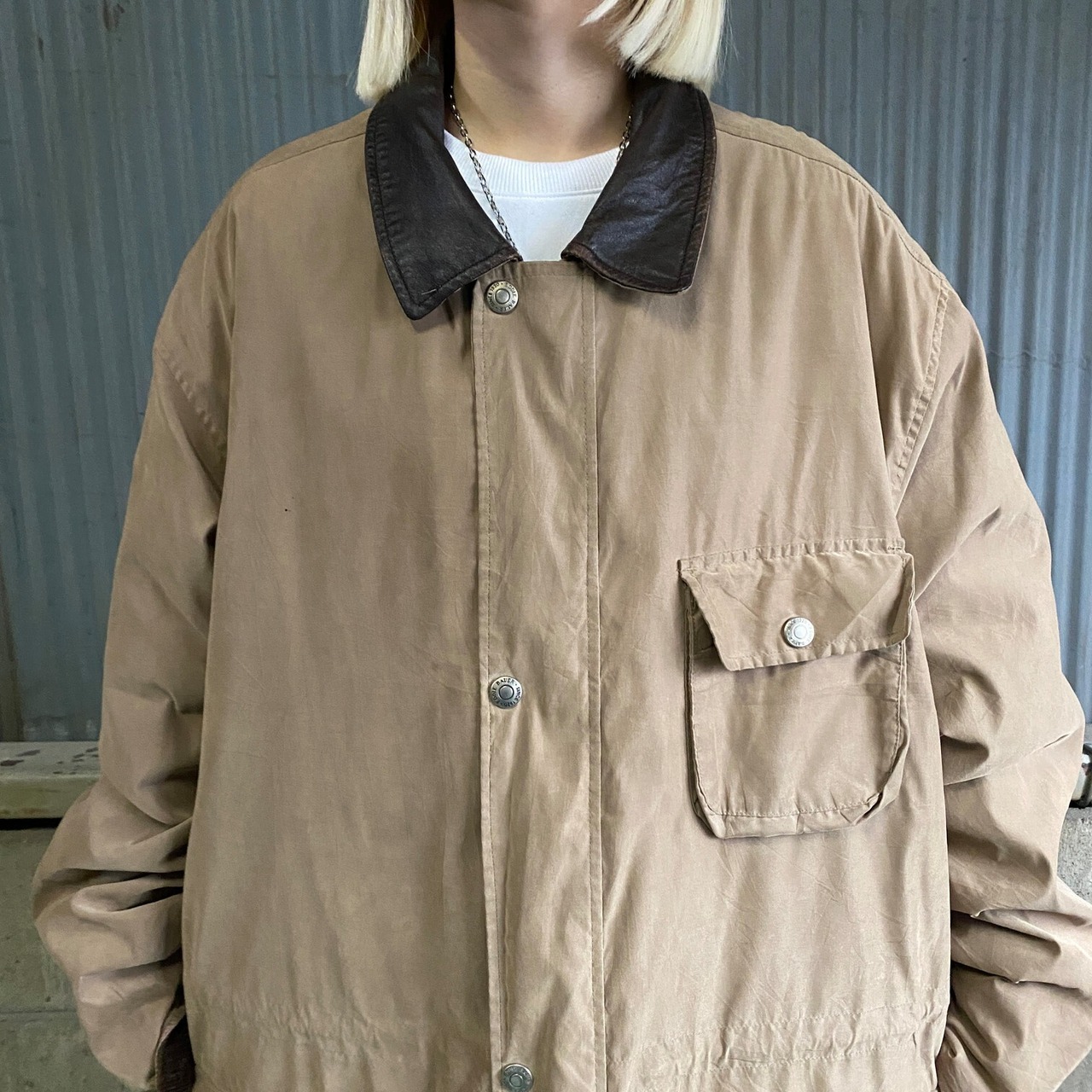 Eddie Bauer エディーバウアー レザー襟 中綿 ハンティングジャケット 