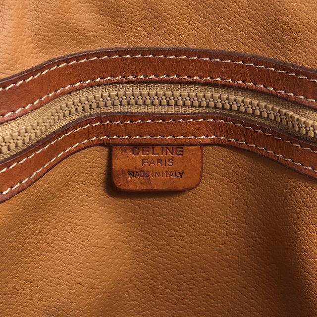 CELINE セリーヌ マカダム ショルダーバッグ ブラウン ブラゾン型押し PVC 2WAY vintage ヴィンテージ オールド rpmpji