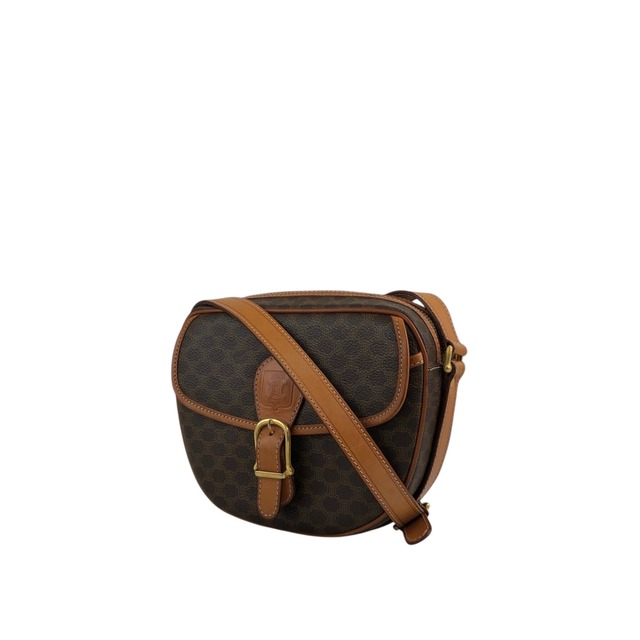 CELINE セリーヌ ショルダーバッグ ブラウン ブラゾン型押し PVCレザー フロントバックル vintage ヴィンテージ オールド 5gbbcv