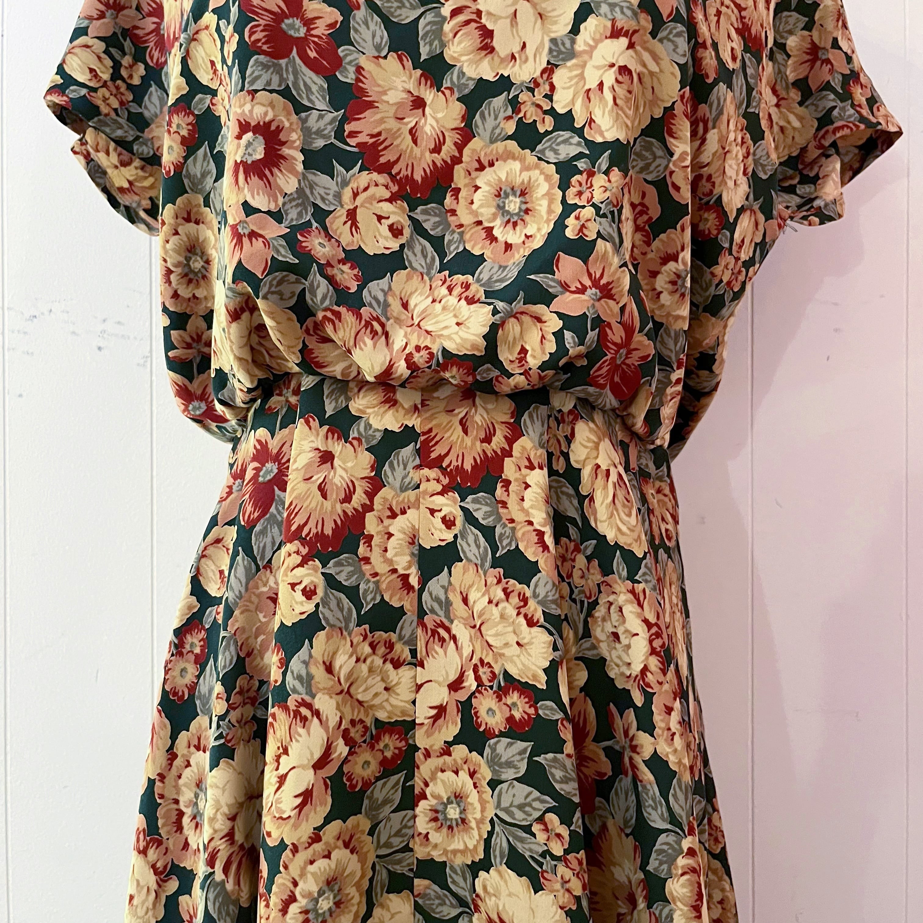 dark flower back button one-piece