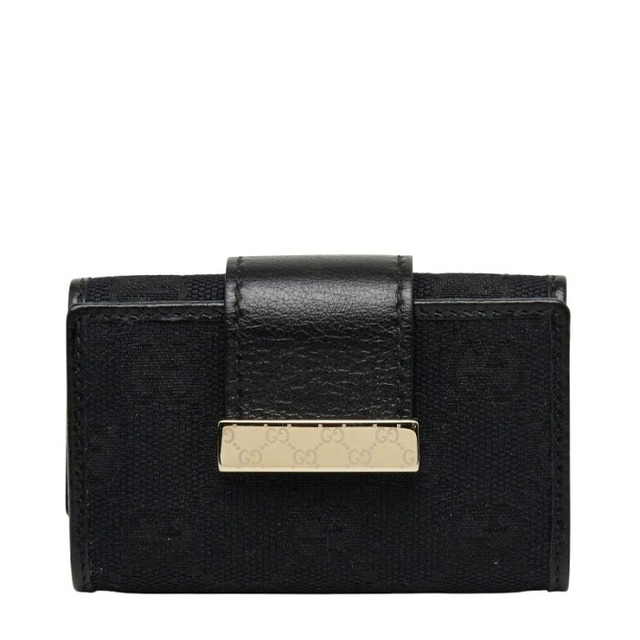 グッチ GGキャンバス ロゴプレート 6連 キーケース 212098 ブラック キャンバス レザー レディース GUCCI 【中古】
