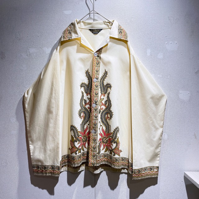 1980 - 90s Modern ethnic art full pattern vintage loose open collar shirt