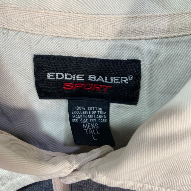 『送料無料』EDDIE BAUER SPORT ラガーポロシャツ 太ボーダー ブルー L