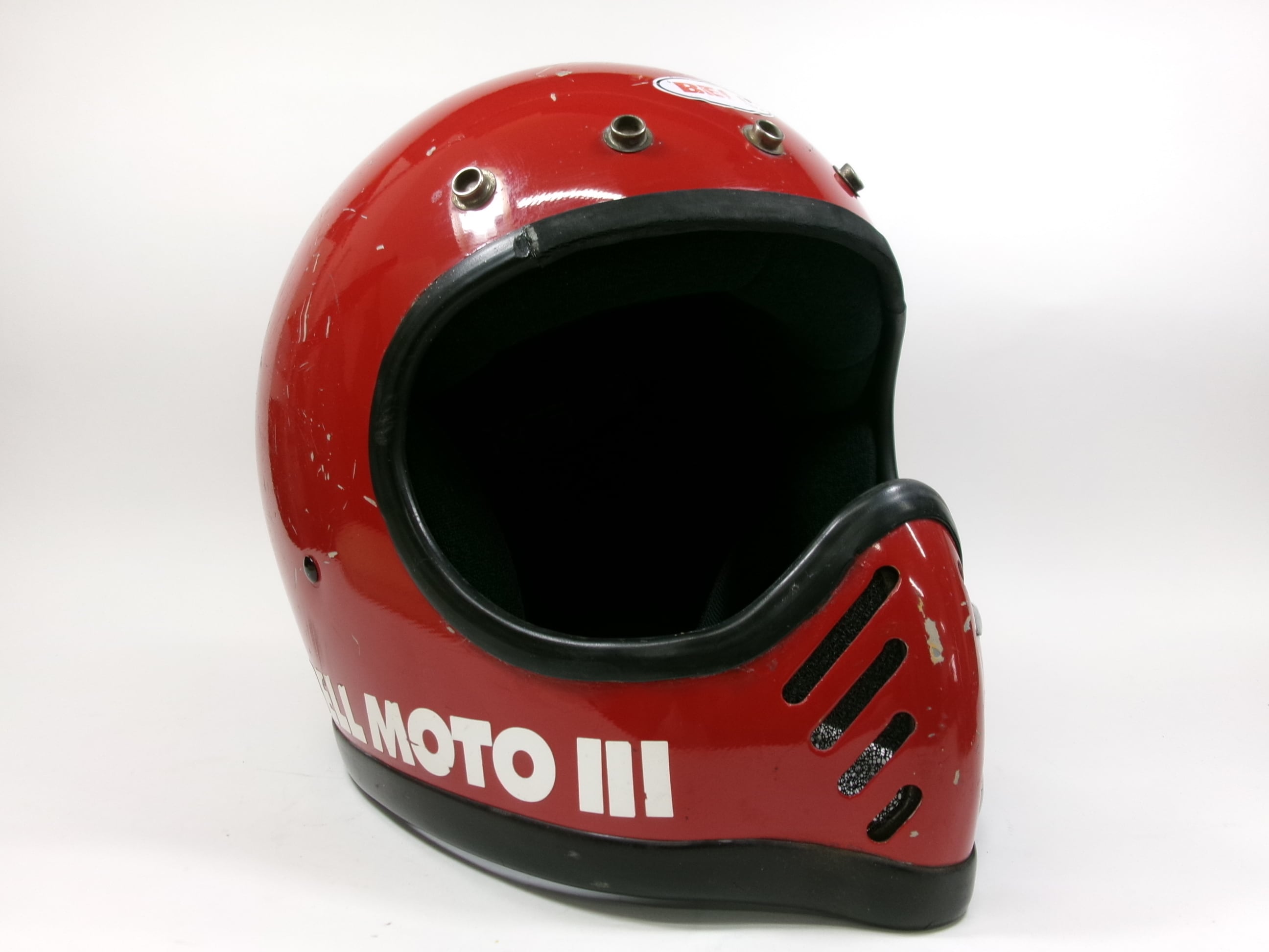 価格は安く 7 赤 3 MOTO BELL 70s 最初期! 3/8 モト3 ベル M☆ 目深加工済み オートバイ