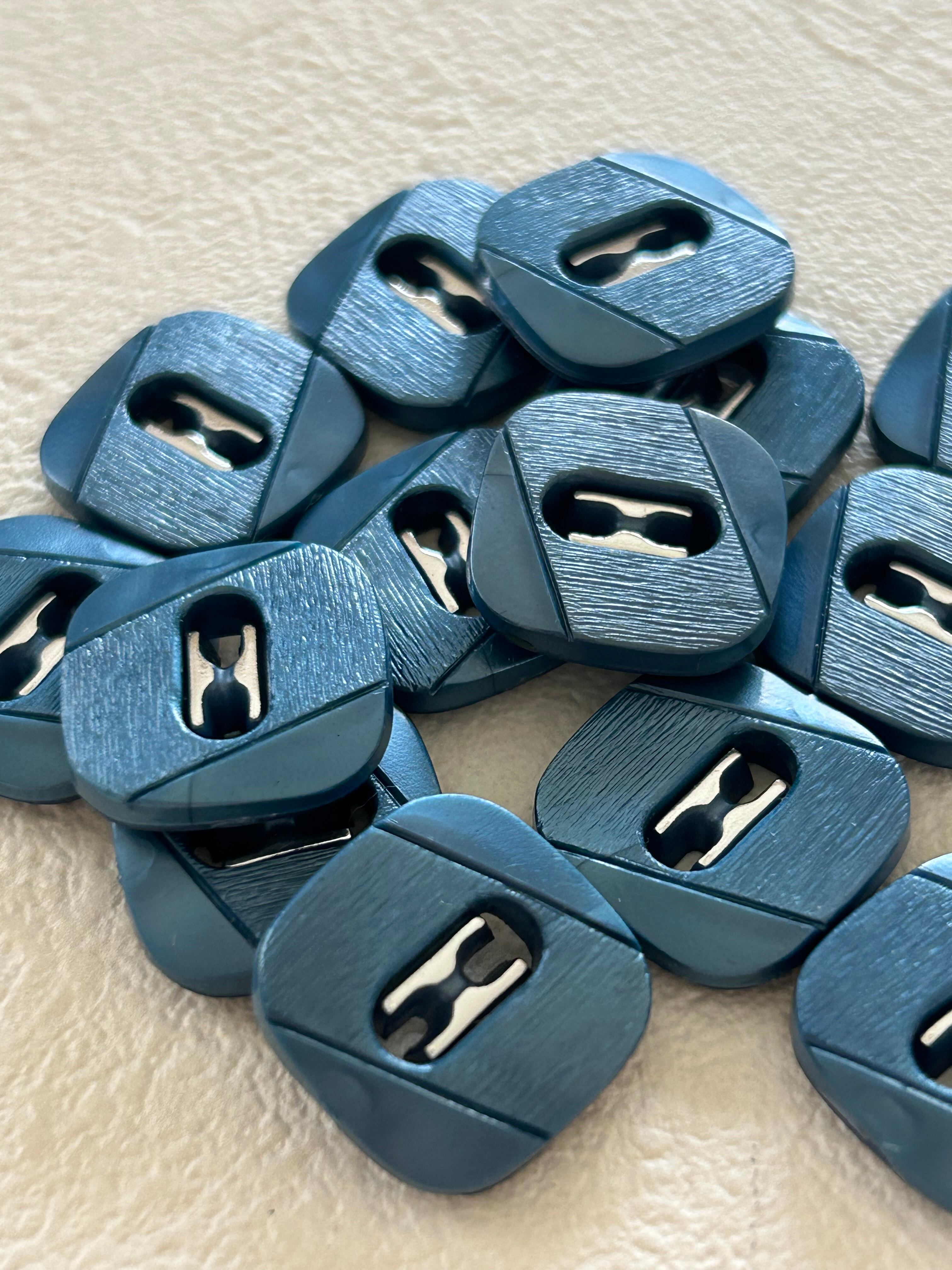 Japanese Vintage ボタン 角なしスクウェア ブルー 16mm 昭和レトロ アクセサリーパーツ 装飾材 カルトナージュ