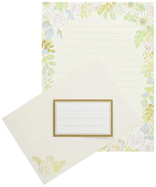 包む レターセット グリタリングフラワー ホワイト TL009