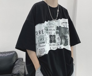 【韓国ファッション】半袖 プリント Tシャツ オーバーサイズ