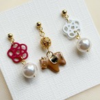 【3粒セット】結び梅とうま – 上品干支アクセサリー　午　ピアス　イヤリング　イヤーカフ　ネックレス変更可能