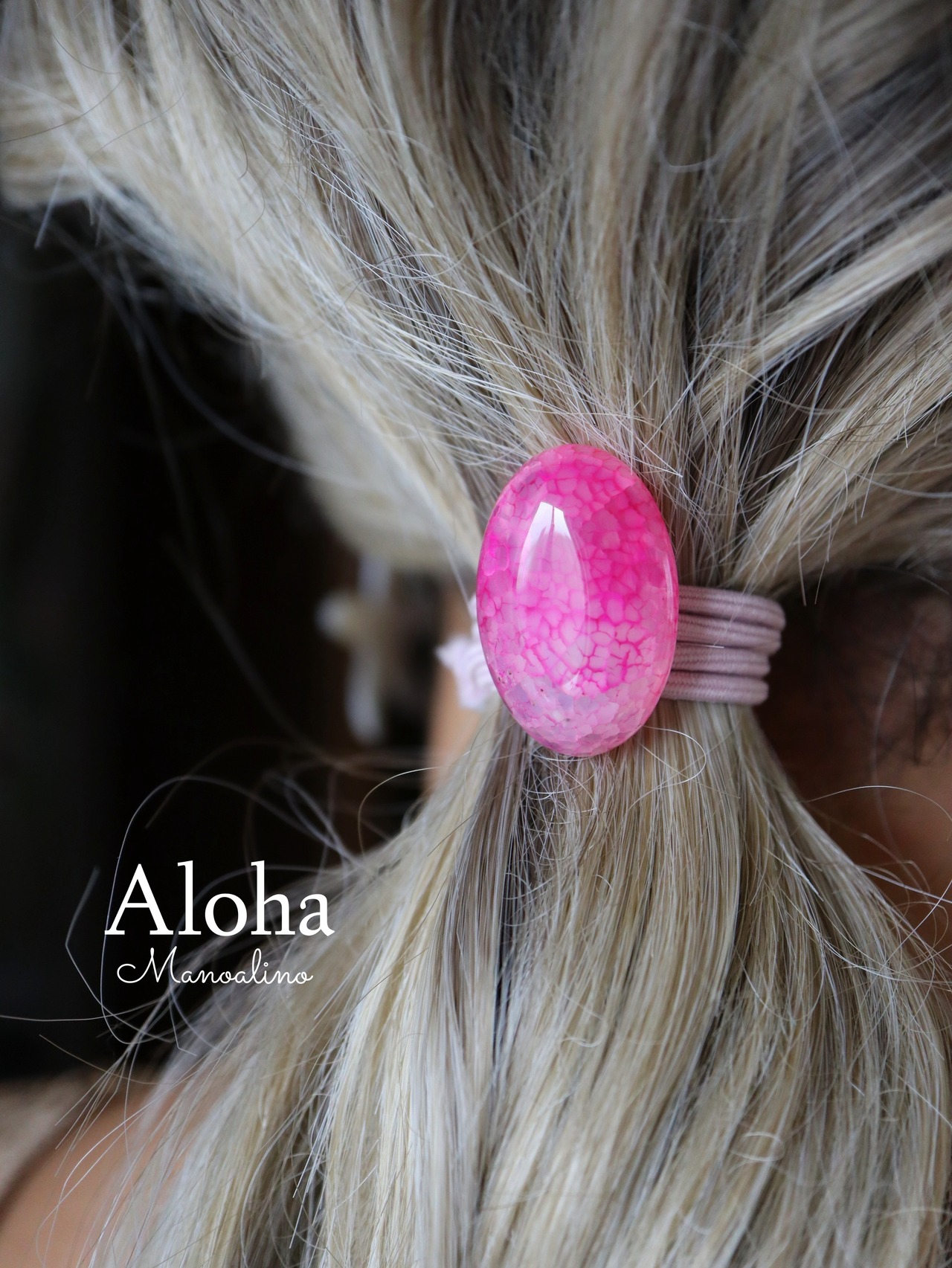 Shave Ice Pink agate hair accessory(シェイブアイスピンクアゲート瑪瑙ヘアゴム)