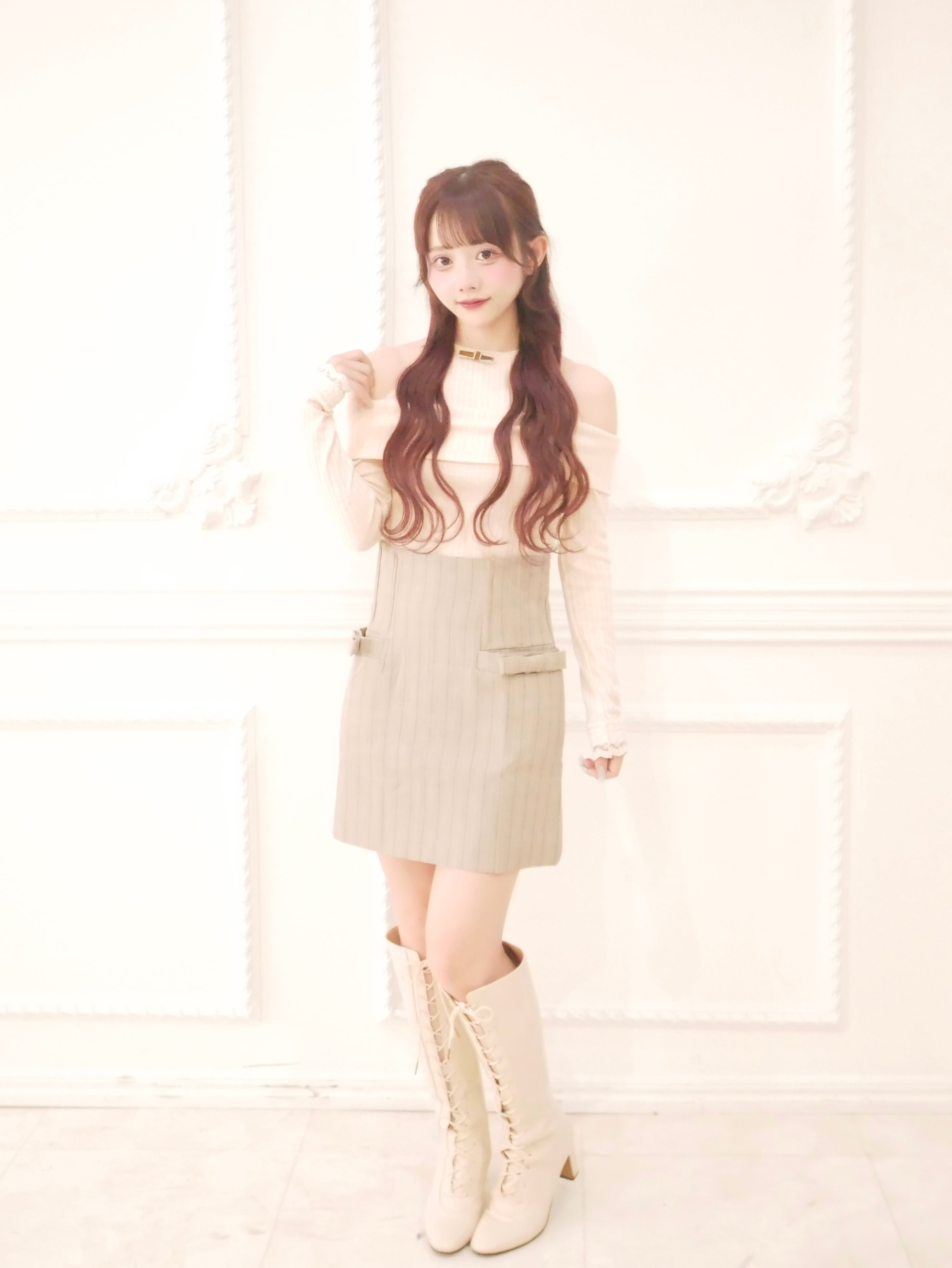 marron high waist skirt