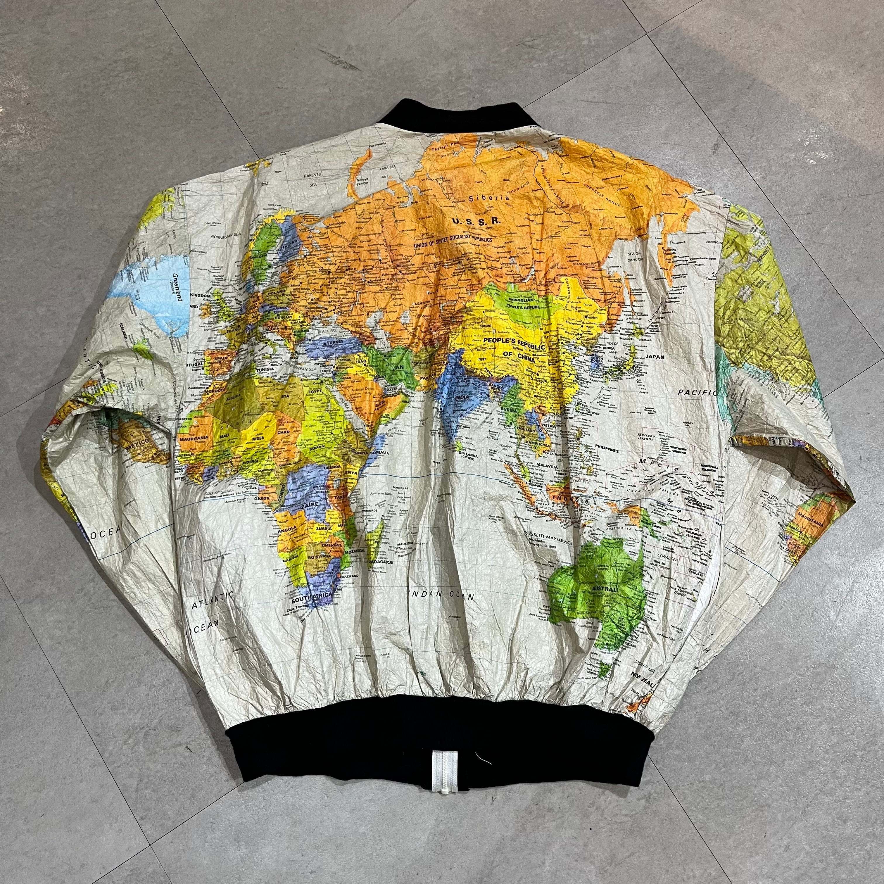 USA製 size:XXL【 WEARIN THE WORLD 】ウェアリン・ザ・ワールド ペーパージャケット ジャケット 世界地図柄 カートコバーン  古着 古着屋 高円寺 ビンテージ