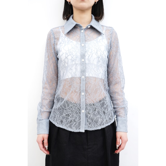 [yolifu] (ヨリフ) yo-23SS-05 Lace Shirt (blue)