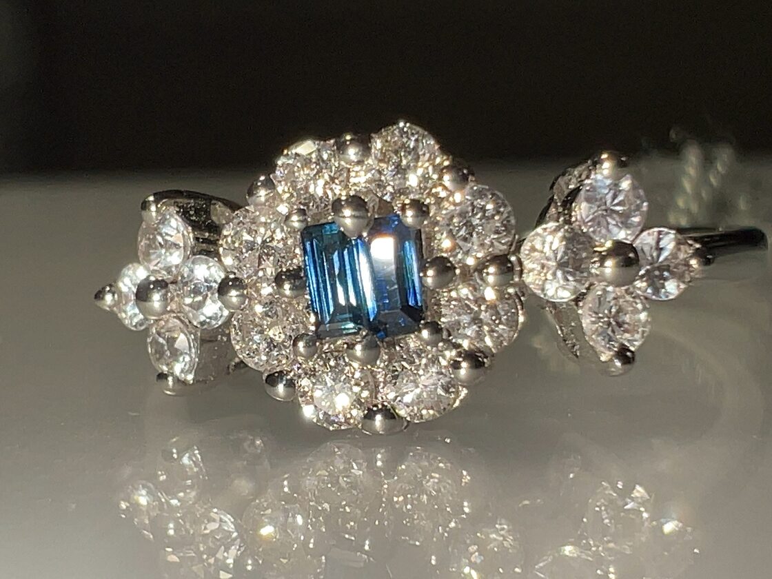 見切り品」K18WGサファイアダイヤモンドリング 0.05ct 0.33ct KS3377 