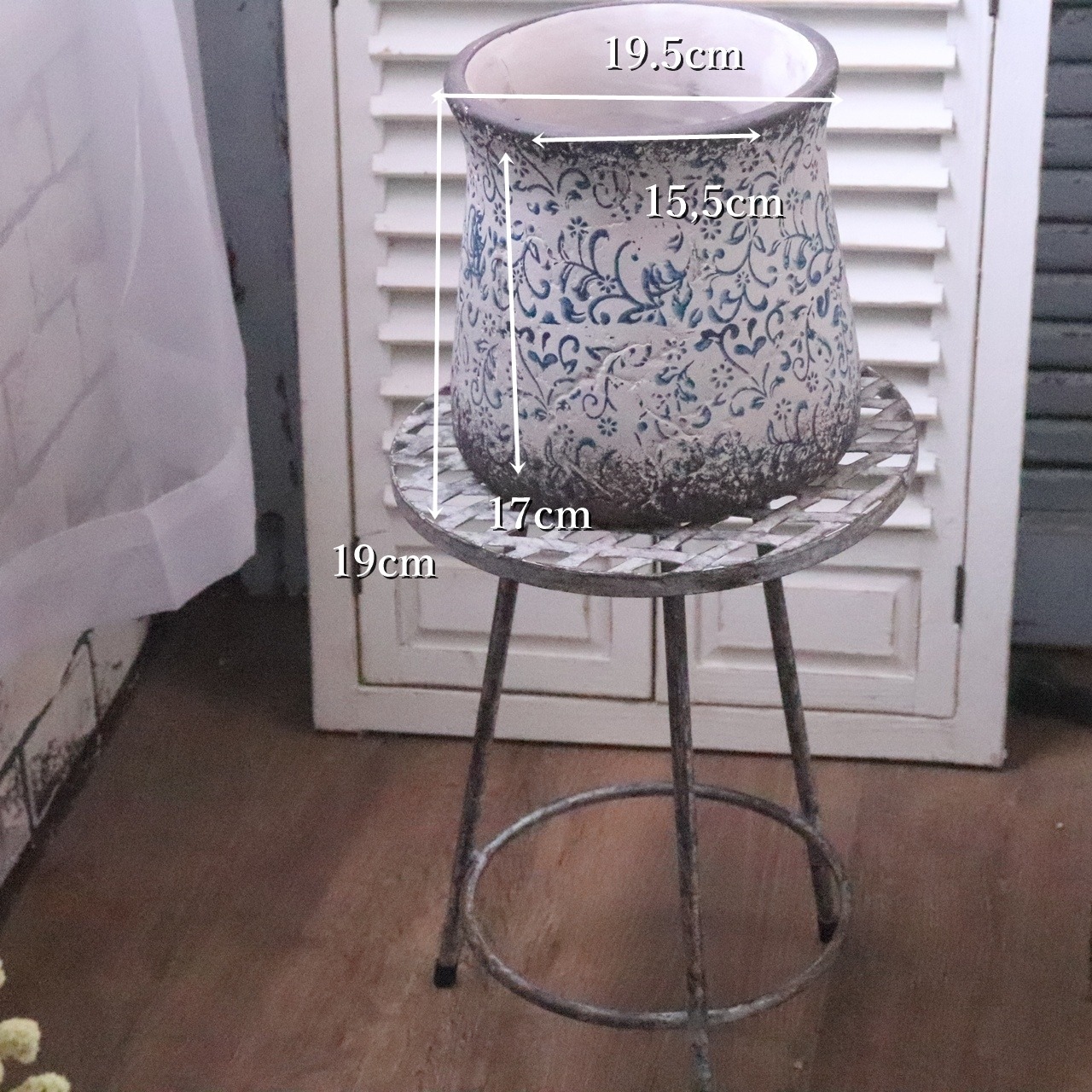 植木鉢　アンプリメフルールポットL｜陶器　シャビーシック　寄せ植えして飾ると素敵なガーデンになる　16233