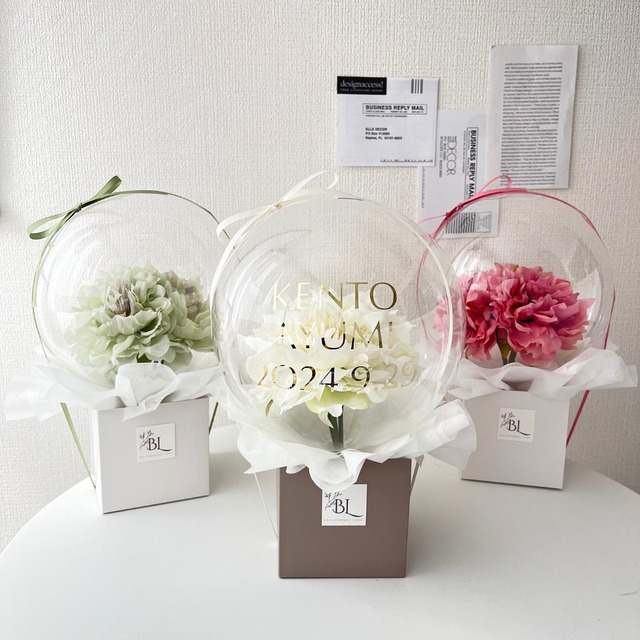 ピオニー 赤みピンク バルーンフラワーボックス ミニサイズ