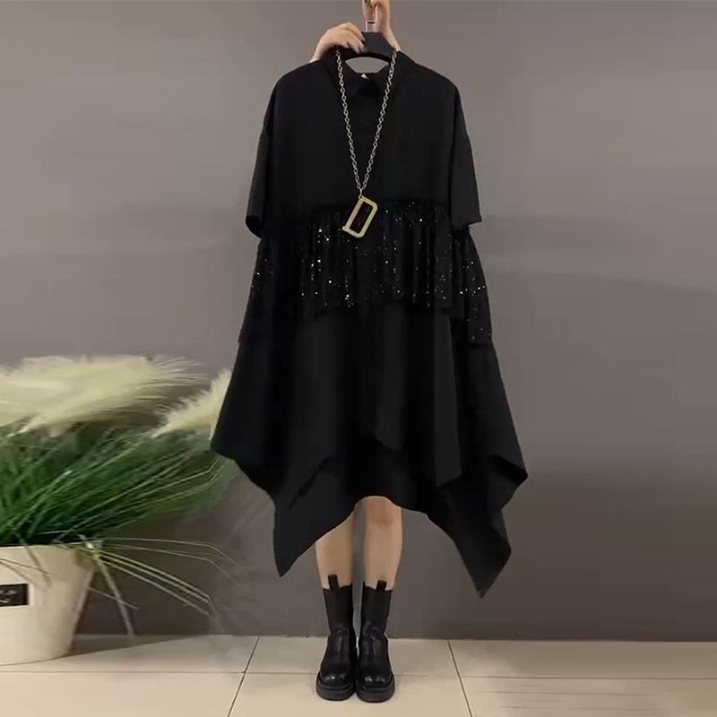 サマースタイルロングシャツ スカート ルーズトップス ドレス 大きめサイズ 夏物 ミックスインファッション75700872493