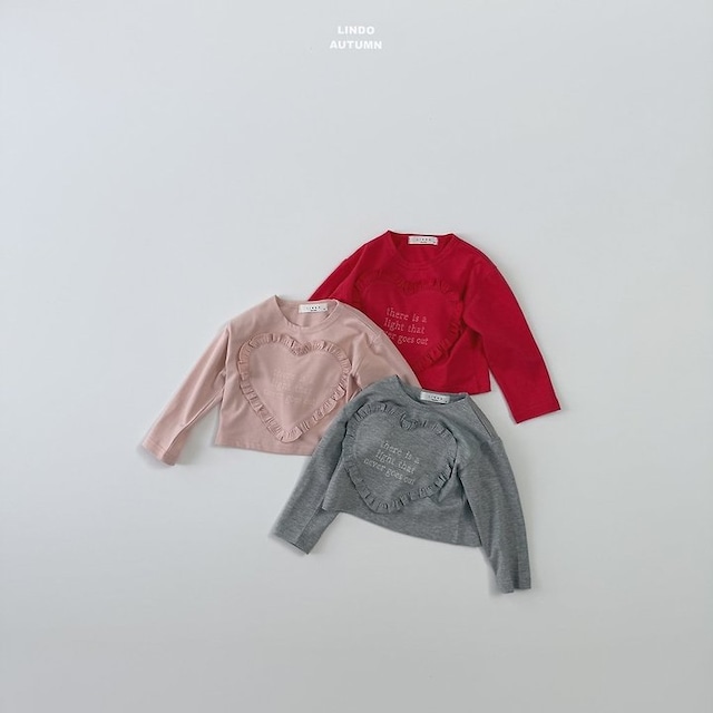 【取寄】lindo|hearts frill tee|ハーツフリルTシャツ|XS-XL|kids|26 autumn