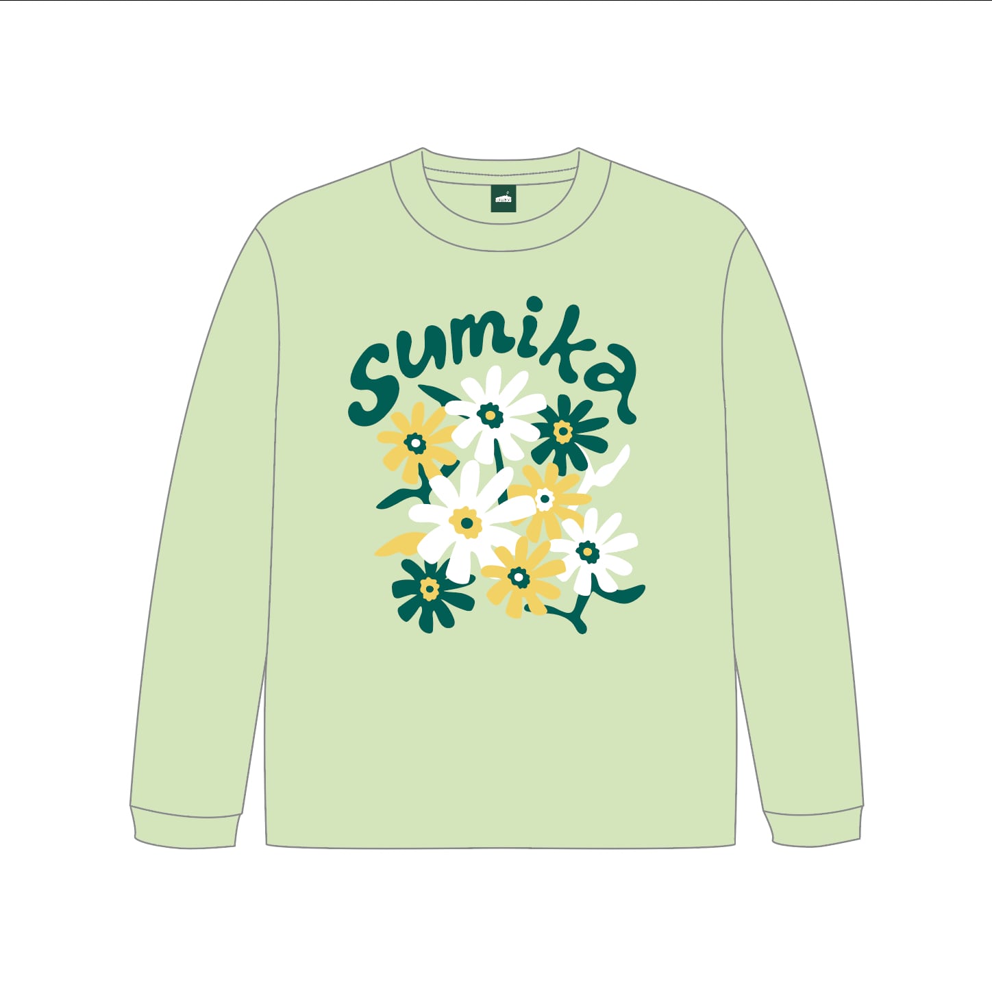 sumika / フラワーロングスリーブTシャツ（ミルキーライム）