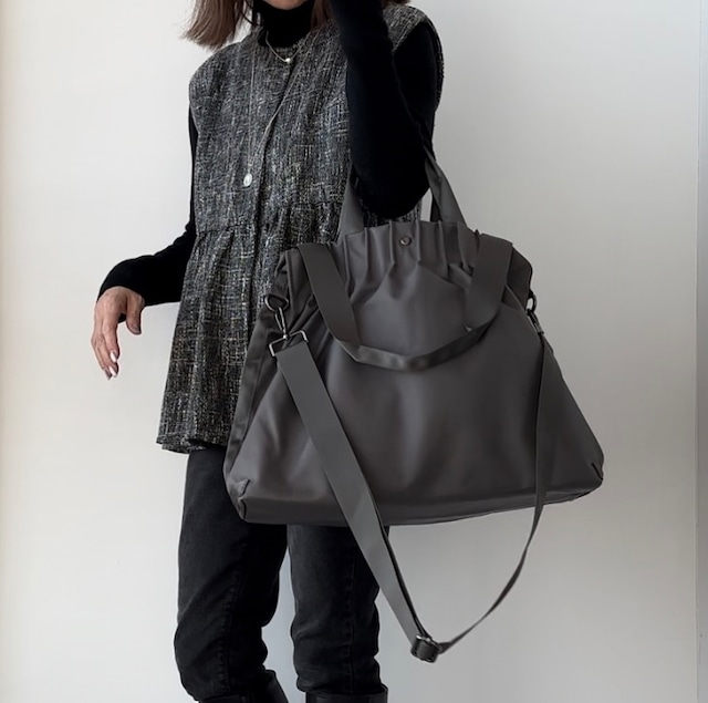 （再入荷）Nylon 3way BIG Toto Bag (Black) ◇ HB23004