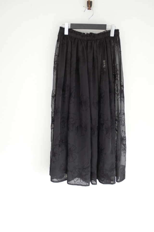 [WRYHT]GATHERD FOLK SKIRT (BLACK)