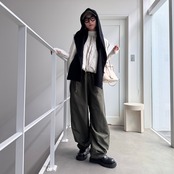 2025くしゅモック指穴knit/オフホワイト