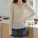 Vネックリブメロウトップス ・11812