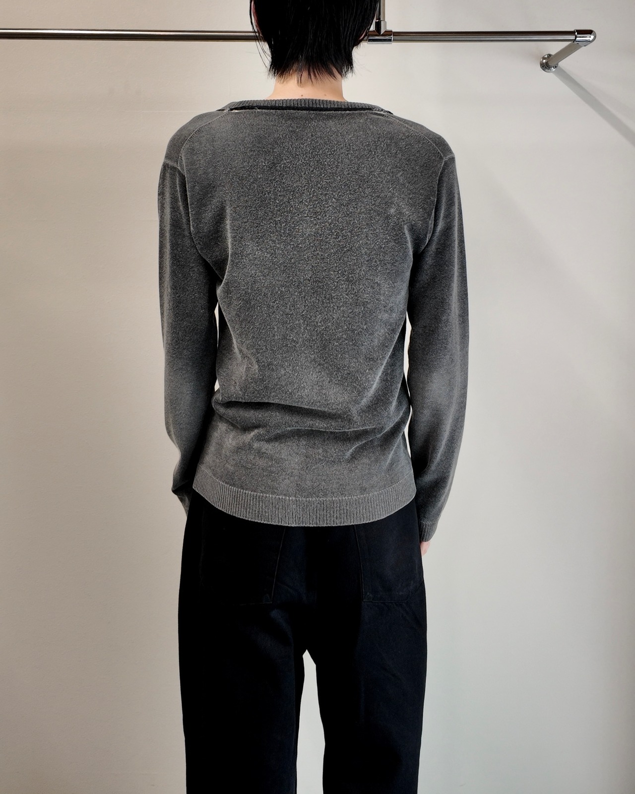 【John Galliano】lace detail faded v-neck knit