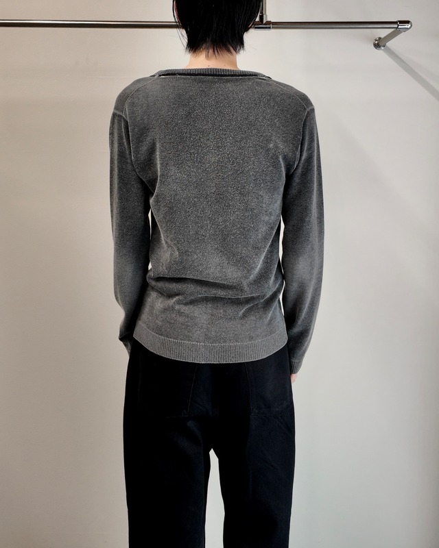 【John Galliano】lace detail faded v-neck knit
